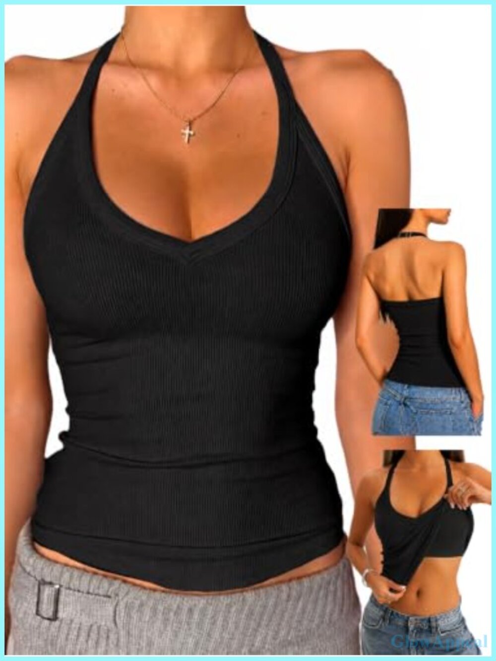 Adjustable Halter Tank Top Built in Bra Racerback Sleeveless Cami